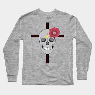 Stylized skull with cross Long Sleeve T-Shirt